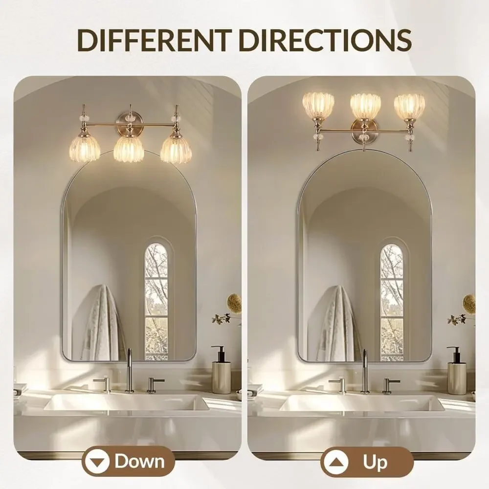 Modern 3-Light Bathroom Vanity Wall Light Brushed Nickel Fixture - Picture 5 of 7